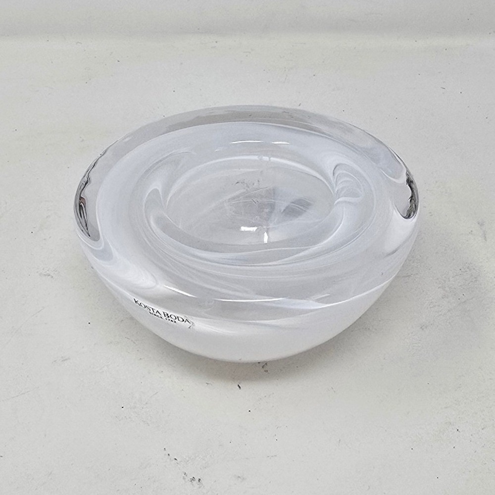Vtg Kosta Boda by Anna Ehrner "atoll" art glass bowl Scandinavian Coastal